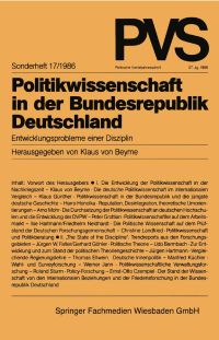 Book Cover for Politikwissenschaft in Der Bundesrepublik Deutschland by Klaus von Beyme