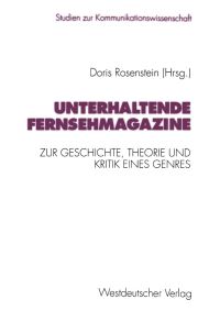 Book Cover for Unterhaltende Fernsehmagazine by Doris Rosenstein