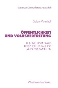 Book Cover for Öffentlichkeit Und Volksvertretung by Stefan Marschall