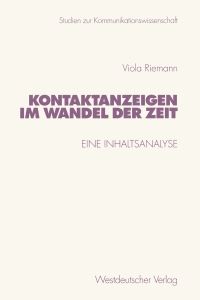 Book Cover for Kontaktanzeigen Im Wandel Der Zeit by Viola Riemann