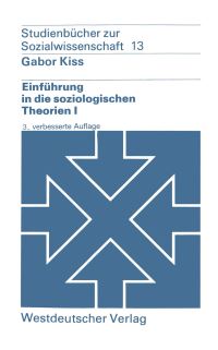 Book Cover for Einführung in Die Soziologischen Theorien I by Gabor Kiss