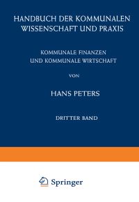 Book Cover for Kommunale Finanzen Und Kommunale Wirtschaft by Hans Peters