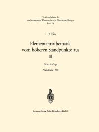 Book Cover for Elementarmathematik Vom Höheren Standpunkte Aus, III by Felix Klein