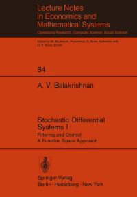 Book Cover for Stochastic Differential Systems I by A V Balakrishnan