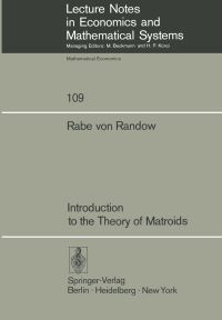 Book Cover for Introduction to the Theory of Matroids by R v Randow