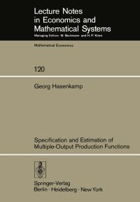 Book Cover for Specification and Estimation of Multiple-Output Production Functions by G Hasenkamp
