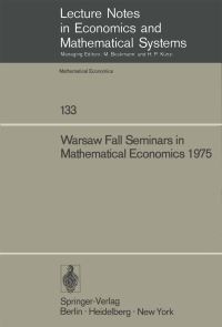 Book Cover for Warsaw Fall Seminars in Mathematical Economics 1975 by M W Los, J Los, A Wieczorek