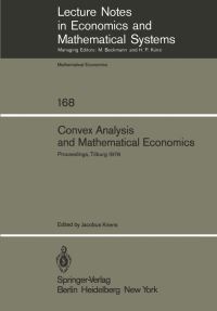 Book Cover for Convex Analysis and Mathematical Economics by J Kriens