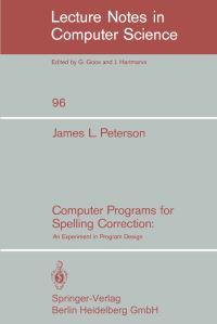 Book Cover for Computer Programs for Spelling Correction by JL Peterson