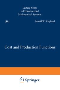 Book Cover for Cost and Production Functions by RW Shephard