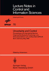 Book Cover for Uncertainty and Control by Jürgen Ackermann