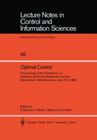 Book Cover for Optimal Control by Roland Bulirsch, Angelo Miele, Josef Stoer, Klaus H Well