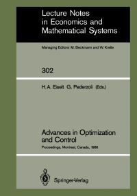 Book Cover for Advances in Optimization and Control by Horst A Eiselt, Giorgio Pederzoli