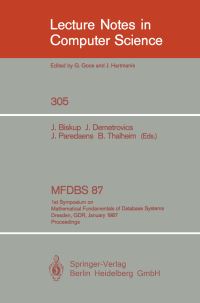 Book Cover for MFDBS 87 by Joachim Biskup, Janos Demetrovics, Jan Paredaens, Bernhard Thalheim
