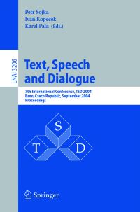 Book Cover for Text, Speech and Dialogue by TSD Conference, Petr Sojka, Ivan Kopecek, Karel Pala