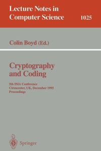 Book Cover for Cryptography and Coding by Colin Boyd