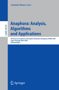 Book Cover for Anaphora by Discourse Anaphora and Anaphor Resolution Colloquium, Antonio Branco