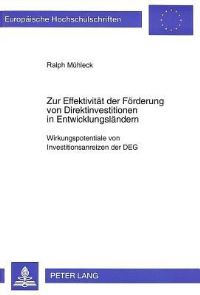 Book Cover for Zur Effektivitaet Der Foerderung Von Direktinvestitionen in Entwicklungslaendern by Ralph Muehleck