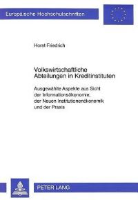 Book Cover for Volkswirtschaftliche Abteilungen in Kreditinstituten by Horst Friedrich