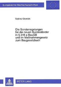 Book Cover for Die Sonderregelungen Fur Die Neuen Bundeslander in § 246 a BauGB Und Im Maßnahmengesetz Zum Baugesetzbuch by Sabine Glombik