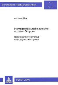 Book Cover for Homogenitatsurteile Zwischen Sozialen Gruppen by Andreas Klink