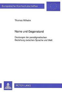Book Cover for Name Und Gegenstand by Thomas Wilhelm