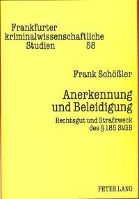 Book Cover for Anerkennung Und Beleidigung by Frank Schoessler