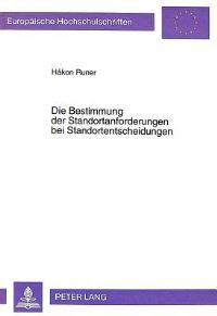 Book Cover for Die Bestimmung Der Standortanforderungen Bei Standortentscheidungen by Håkon Runer