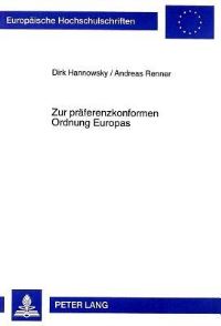 Book Cover for Zur Praeferenzkonformen Ordnung Europas by Andreas Renner, Dirk Hannowsky