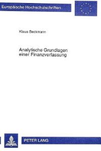 Book Cover for Analytische Grundlagen Einer Finanzverfassung by Klaus Beckmann