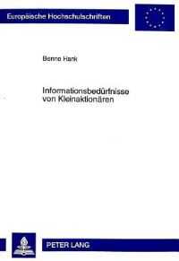 Book Cover for Informationsbeduerfnisse Von Kleinaktionaeren by Benno Hank