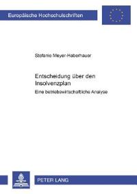 Book Cover for Entscheidung Ueber Den Insolvenzplan by Stefanie MeyerHaberhauer