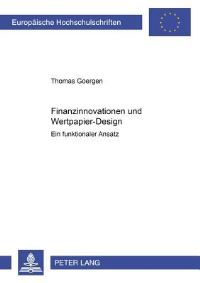 Book Cover for Finanzinnovationen Und Wertpapier-Design by Thomas Goergen