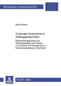 Book Cover for Corporate Governance in Aktiengesellschaften by Marco Albers