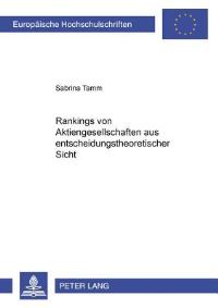 Book Cover for Rankings Von Aktiengesellschaften Aus Entscheidungstheoretischer Sicht by Sabrina Tamm