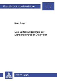 Book Cover for Das Verfassungsprinzip Der Menschenwurde in Osterreich by Klaus Burger