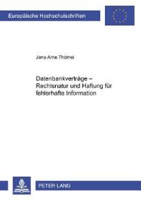Book Cover for Datenbankvertrage - Rechtsnatur Und Haftung Fur Fehlerhafte Information by JensArne Thömel