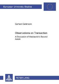 Book Cover for Observations on Transaction by Gerhard Gelbmann