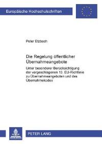 Book Cover for Die Regelung Offentlicher Ubernahmeangebote by Peter Etzbach