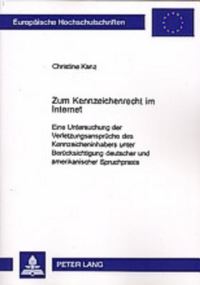 Book Cover for Zum Kennzeichenrecht Im Internet by Christine Kanz