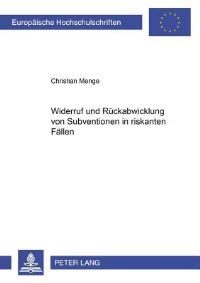 Book Cover for Widerruf Und Ruckabwicklung Von Subventionen in Riskanten Fallen by Christian Menge