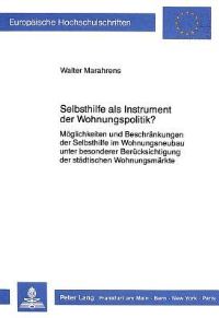Book Cover for Selbsthilfe Als Instrument Der Wohnungspolitik? by Walter Marahrens