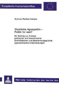 Book Cover for Staatliche Agrarpolitik - Politik Fur Wen? by Eckhard Rathke-Hebeler
