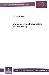 Book Cover for Mathematisches Problemlosen Als Testleistung by Eckhard Klieme