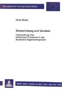 Book Cover for Wiederholung Und Variation by Elmar Besch