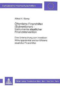 Book Cover for Offentliche Finanzhilfen (Subventionen) - Instrumente Staatlicher Finanzintervention by Alfred H Klemp