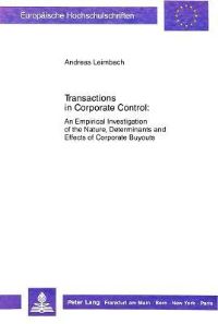 Book Cover for Transactions in Corporate Control by Andreas Leimbach
