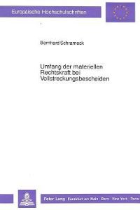 Book Cover for Umfang Der Materiellen Rechtskraft Bei Vollstreckungsbescheiden by Bernhard Schrameck