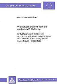 Book Cover for Wahlerverhalten Im Vorharz Nach Dem 2. Weltkrieg by Reinhard Roßdeutscher
