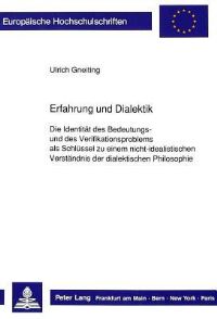 Book Cover for Erfahrung Und Dialektik by Ulrich Gneiting